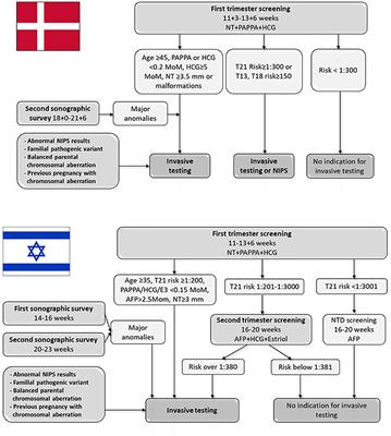 Trends in Non-invasive Prenatal Screening and Invasive Testing in Denmark (2000–2019) and Israel (2011–2019)